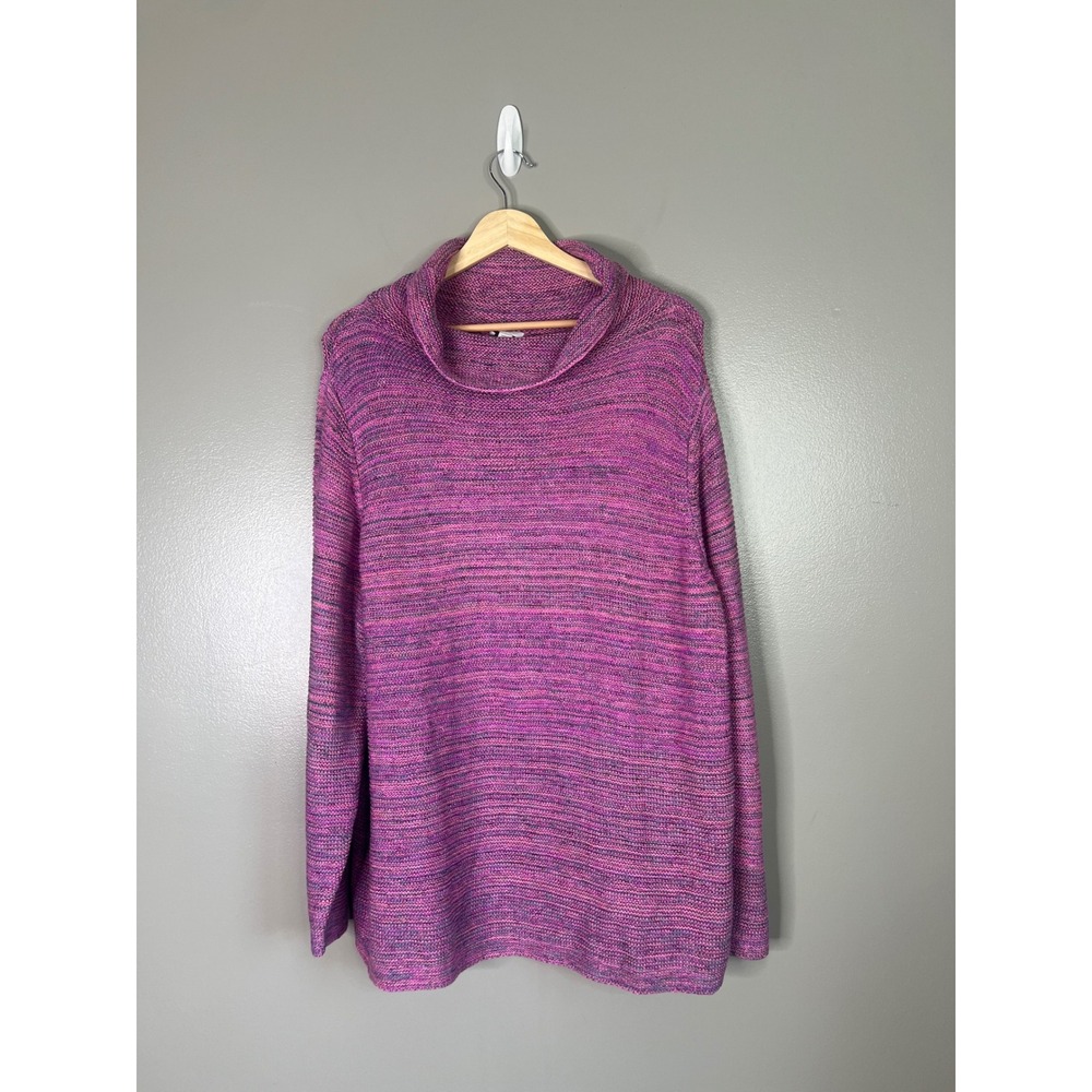 J. Jill Womens 2X Magenta Space Dye Cowl Neck Knit Sweater winter casual
